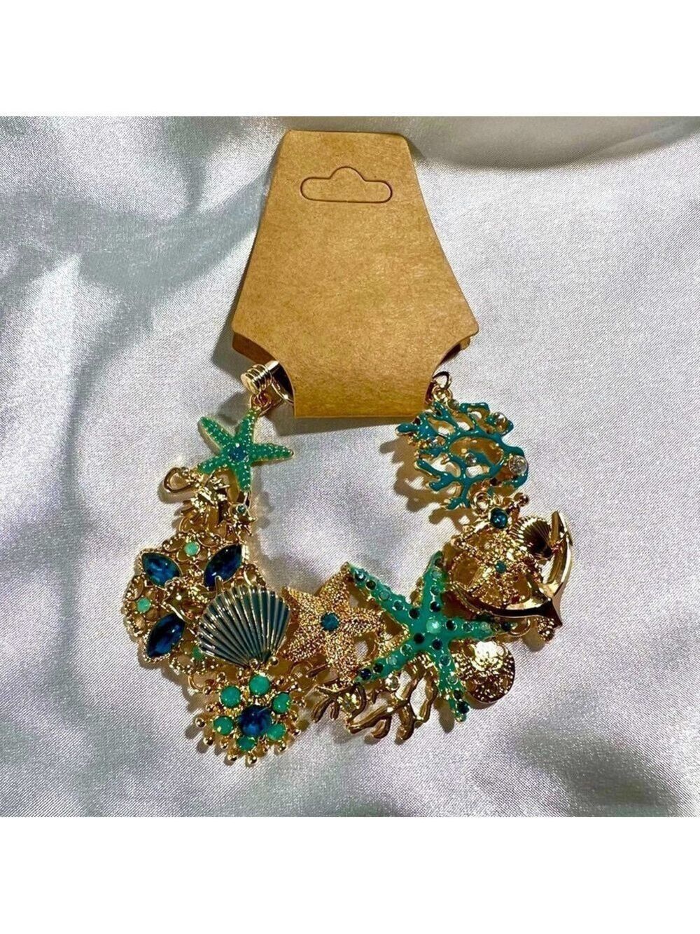 Ocean Beach Theme Blue & Teal Sparkly Bracelet